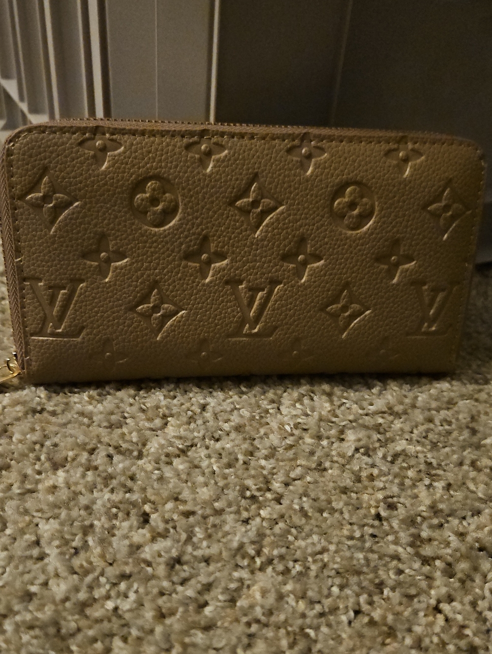 Louis Vuitton Monogram Embossed Zip Wallet - Beige